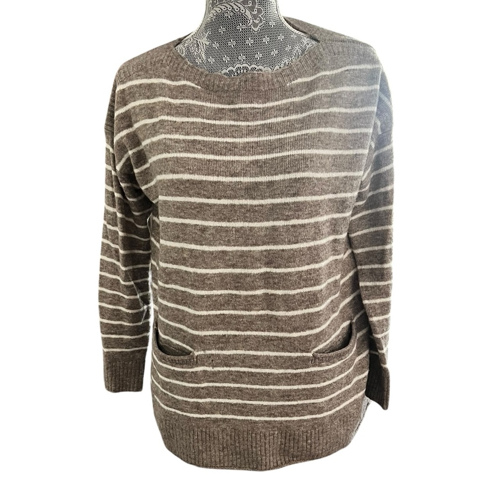 Abercrombie & Fitch Striped Brown & White Long Sleeve Sweater Size Small